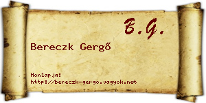 Bereczk Gergő névjegykártya
